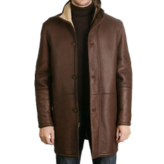 BGSD Men's Sheepskin Shearling Long Coat