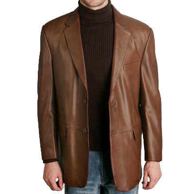 BGSD Men's Classic Two-Button Lambskin Leather Blazer - Regular, Tall, Big, Big & Tall